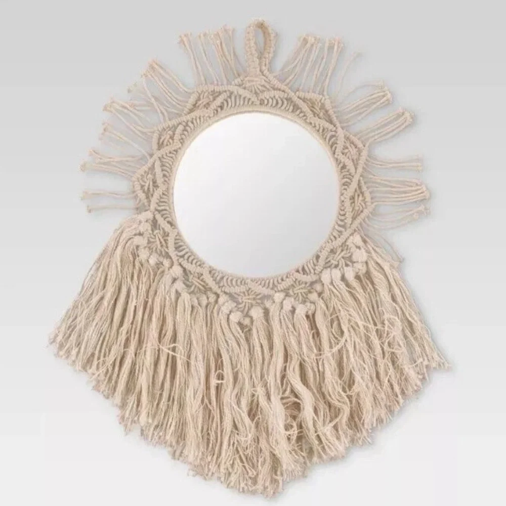 World Market Round Macrame Mirror